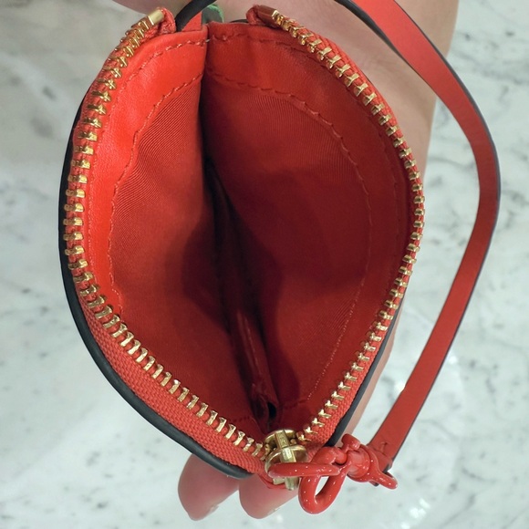 NEW Tory Burch Purse Strawberry Leather Nubuck Coin Pouch Charm Wristlet $118 - Picture 4 of 5